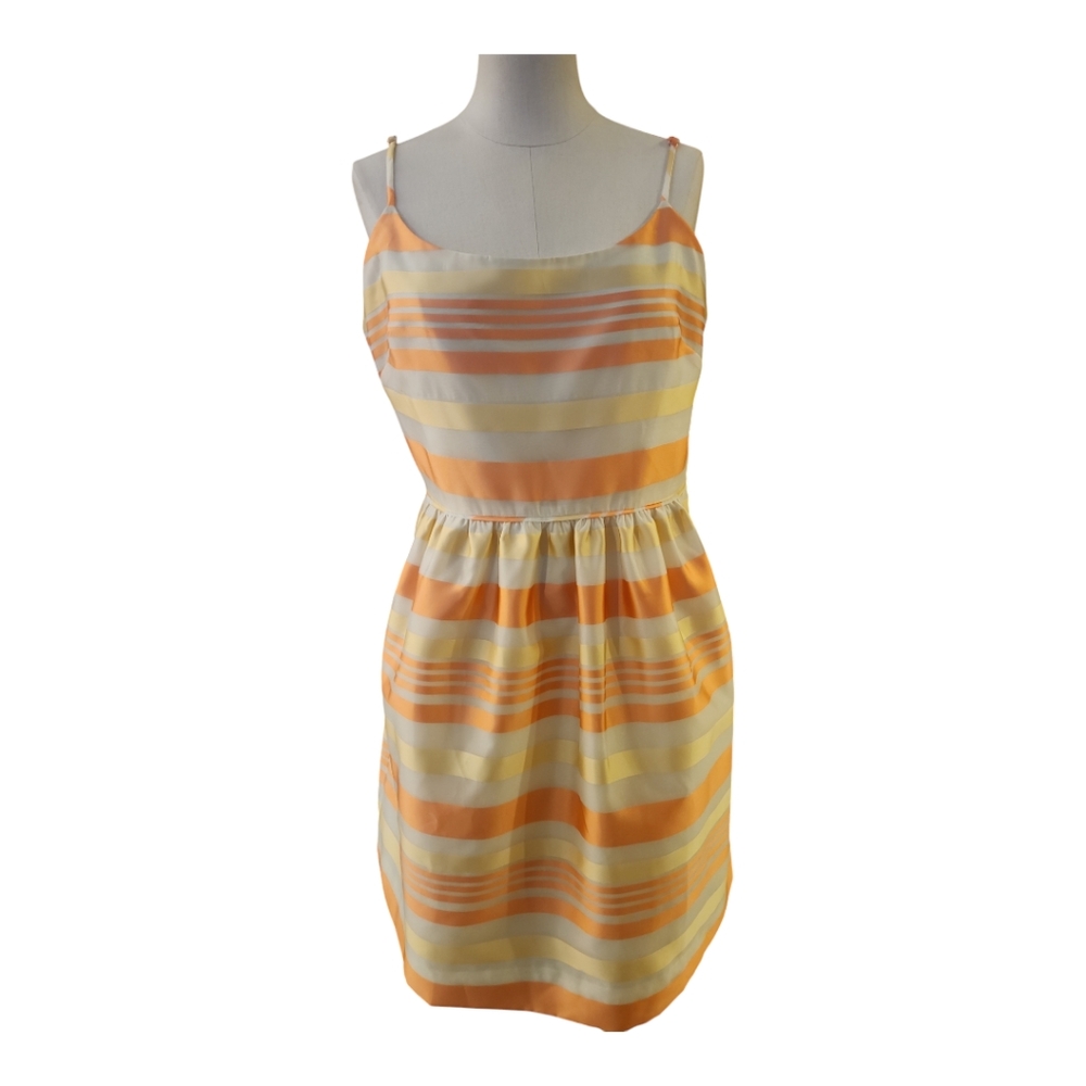 J Crew Factory Coral Champagne Gold Dress Sz 10